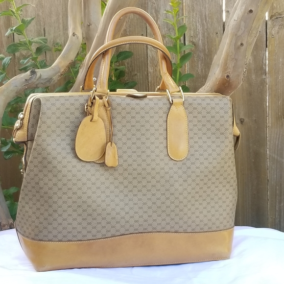 Vintage Gucci Overnight Weekender Travel Train case Boston bag - Picture 3 of 16